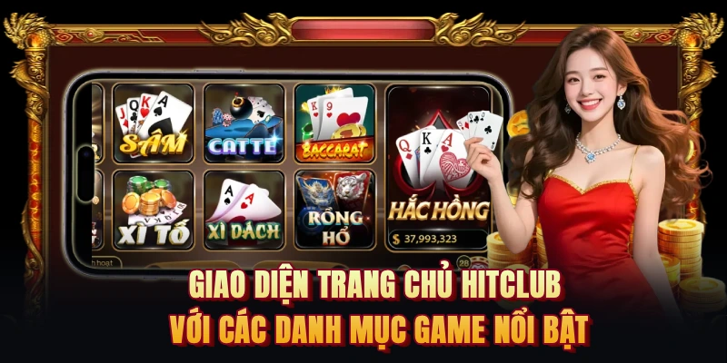 Giao diện trang chủ HITCLUB với các danh mục game nổi bật